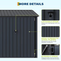 Garvee 8x10 ft Outdoor Metal Storage Shed with Lockable Doors, Windows, Galvanized Steel, Sloped Roof, Ventilation, Dark Gray, Backyard Garden Patio