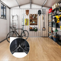 Garvee 8x10 ft Outdoor Metal Storage Shed with Lockable Doors, Windows, Galvanized Steel, Sloped Roof, Ventilation, Dark Gray, Backyard Garden Patio