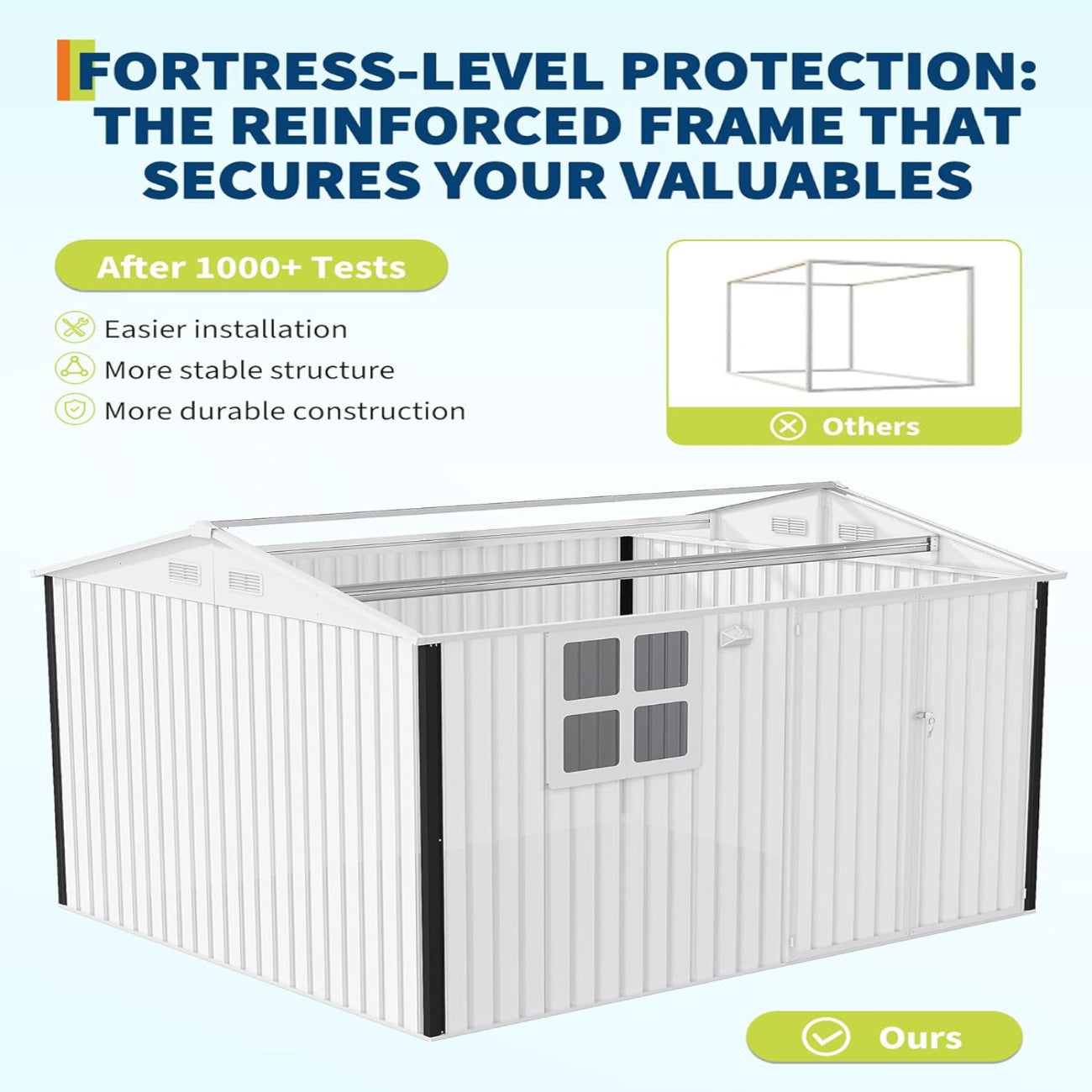 Garvee 8x10 ft Outdoor Metal Storage Shed with Lockable Doors, Windows, Galvanized Steel, Sloped Roof, Ventilation, Dark Gray, Backyard Garden Patio