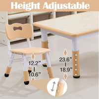 Garvee Kids 7 in 1 Table & Chairs Set in Ergonomic Design, Height Adjustable, Max 300lbs for Home & Classroom Use, Natural