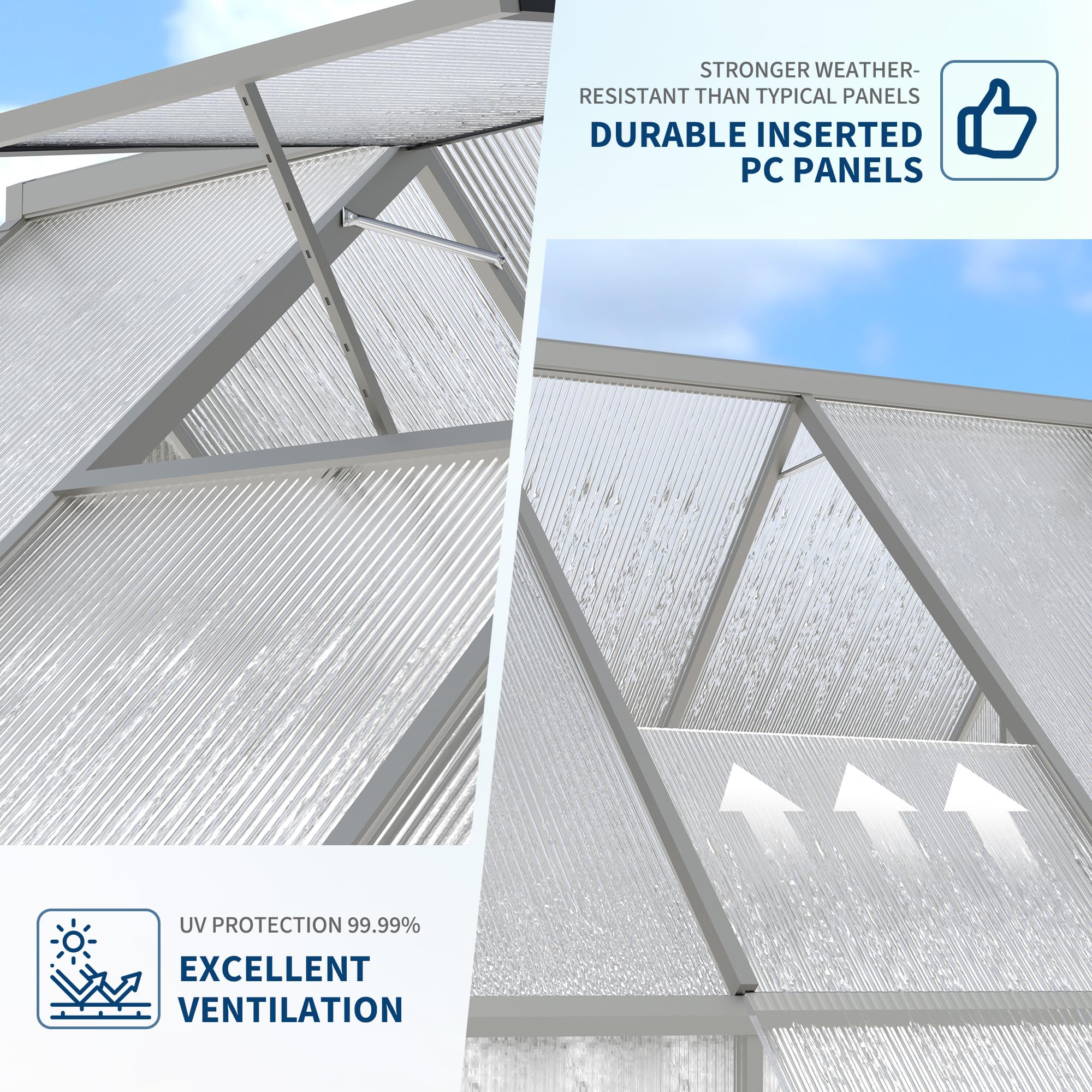 Garvee Heavy Duty 8x12 FT Polycarbonate Walk-In Greenhouse with