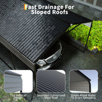 Garvee 10×15 FT Heavy Duty Metal Carport with Galvanized Steel Frame, All-Weather Outdoor Car Shelter for Cars, Trucks, Boats, Vehicles & Equipment, Outdoor Galvanized Shelter (Shipped in 2 packages)