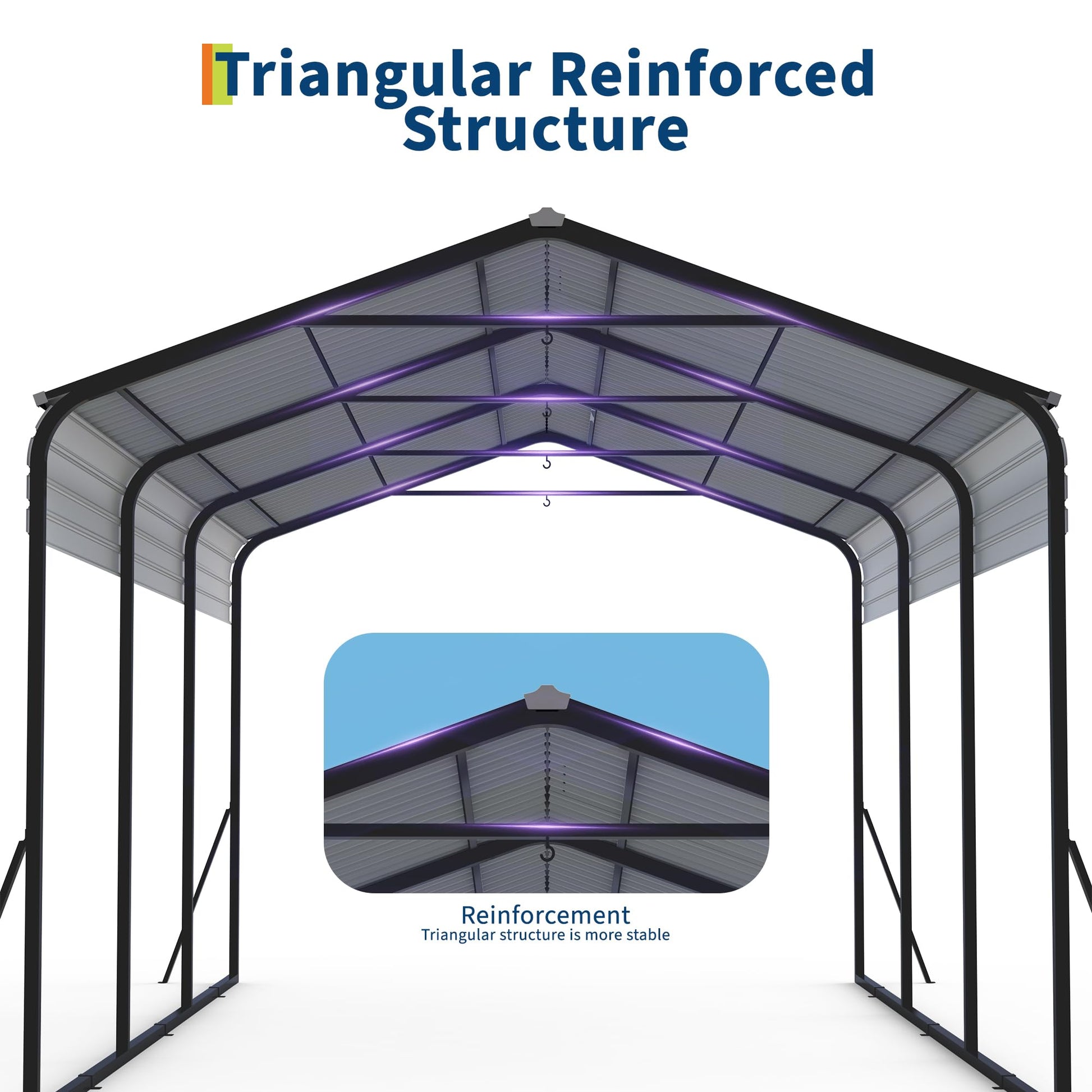 Garvee 10×15 FT Heavy Duty Metal Carport with Galvanized Steel Frame, All-Weather Outdoor Car Shelter for Cars, Trucks, Boats, Vehicles & Equipment, Outdoor Galvanized Shelter (Shipped in 2 packages)