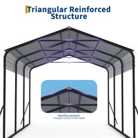 Garvee 10×15 FT Heavy Duty Metal Carport with Galvanized Steel Frame, All-Weather Outdoor Car Shelter for Cars, Trucks, Boats, Vehicles & Equipment, Outdoor Galvanized Shelter (Shipped in 2 packages)