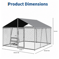 Garvee Large Outdoor Dog Kennel, Heavy Duty Galvanized Metal Wire Dog Cage with Waterproof UV-Resistant Roof, Lockable Door, Rotating Feeder & 2 Stainless Steel Bowls for Backyard Farm, 7.5x7.5x6.6ft