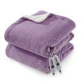 Garvee Electric Heated Blanket King Size with Dual Controllers, Fast Heating Throw with 4 Adjustable Heat Levels, Soft Waffle Embossed, Machine Washable, 90"x100" Purple - Purple