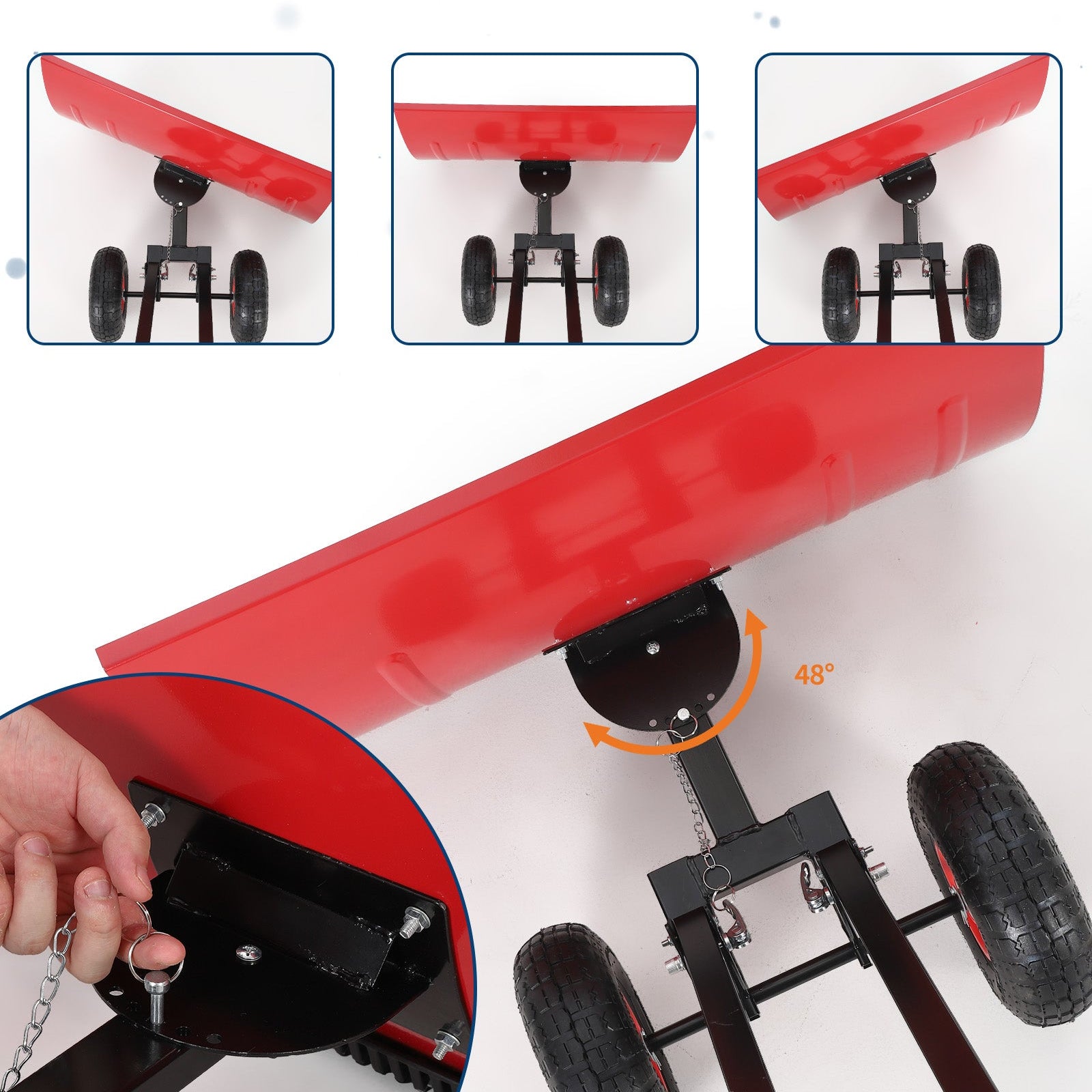 Garvee Snow Shovel with 7-Position Angled Blade & Adjustable Handle, Heavy Duty Metal Snow Pusher Shovel with Wheels for Driveway, Doorway, Sidewalk, Pavement