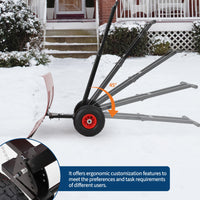 Garvee Snow Shovel with 7-Position Angled Blade & Adjustable Handle, Heavy Duty Metal Snow Pusher Shovel with Wheels for Driveway, Doorway, Sidewalk, Pavement