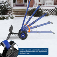 Garvee Snow Shovel with 7-Position Angled Blade & Adjustable Handle, Heavy Duty Metal Snow Pusher Shovel with Wheels for Driveway, Doorway, Sidewalk, Pavement