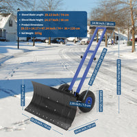 Garvee Snow Shovel with 7-Position Angled Blade & Adjustable Handle, Heavy Duty Metal Snow Pusher Shovel with Wheels for Driveway, Doorway, Sidewalk, Pavement