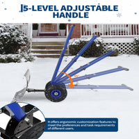 Garvee Snow Shovel with Wheels Heavy Duty Carbon Steel 29" Metal Blade Adjustable Handle & Angle Anti-Slip Pneumatic Wheels for Driveways Sidewalks