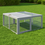 Garvee Folding Chicken Coop Run Rabbit Hutch, Portable Wooden Chicken Cage Pens with Top & Side Opening Doors, Small Animal Poultry Pet Cage for Outdoor, Indoor, No Assembly Required - Grey