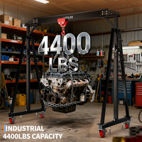 Garvee Adjustable Gantry Crane with Manual Trolley, Hook and Sling Strap, 2 Ton 4400 LBS Capacity, Portable Gantry Crane Height Adjustable 97" to 141" with 12 Positions, for Factories, Warehouses, Constructi