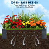 Garvee Galvanized Raised Garden Bed Kit with Cover - Extra Deep Metal Planter, Reinforced Structure, Easy Assembly, Weather-Resistant Steel, Efficient Drainage, Outdoor Vegetable Gardening
