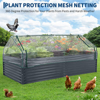 Garvee Galvanized Raised Garden Bed Kit with Cover - Extra Deep Metal Planter, Reinforced Structure, Easy Assembly, Weather-Resistant Steel, Efficient Drainage, Outdoor Vegetable Gardening