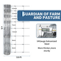 Garvee 4' × 328' Livestock Fence, 14-Gauge Galvanized Wire Fencing for Goats, Deer, Cattle, Farm Yards & Garden Protection