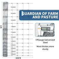 Garvee Livestock Fence, 6Ft x 328Ft Galvanized Wire Fencing, Cattle Farm Fence, Deer Fences, Heavy Zinc Goat Fences for Goat Deer Yard Livestock Protection