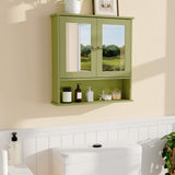 Garvee Bathroom Wall Mirror Cabinet with Adjustable Shelves, Green - Green