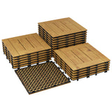 Garvee Acacia Wood interconnected Deck Tiles – 33 Pack, 12"x12" Non-Slip Waterproof Outdoor & Indoor Patio Flooring – Easy DIY Installation, Covers 32 Sq Ft, Yellow Painted - Yellow Painted