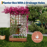 Garvee 67" Tall Wooden Raised Garden Bed with Trellis & Roof – Large Elevated Planter Box with Legs, Hooks & Drainage – Ideal for Outdoor Vegetables, Flowers, Climbing Plants – Sturdy Planter for Patio, Yard, Balcony – Brown