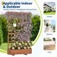 Garvee 67" Tall Wooden Raised Garden Bed with Trellis & Roof – Large Elevated Planter Box with Legs, Hooks & Drainage – Ideal for Outdoor Vegetables, Flowers, Climbing Plants – Sturdy Planter for Patio, Yard, Balcony – Brown
