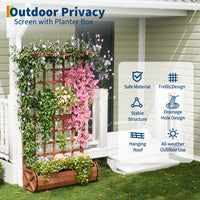 Garvee 67" Tall Wooden Raised Garden Bed with Trellis & Roof – Large Elevated Planter Box with Legs, Hooks & Drainage – Ideal for Outdoor Vegetables, Flowers, Climbing Plants – Sturdy Planter for Patio, Yard, Balcony – Brown