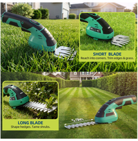 Garvee Cordless Grass Shear & Shrub Trimmer 7.2V, 2-in-1 Handheld Hedge Cutter with 2000mAh Battery, 60 Min Runtime & Type-C Charging