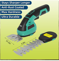 Garvee Cordless Grass Shear & Shrub Trimmer 7.2V, 2-in-1 Handheld Hedge Cutter with 2000mAh Battery, 60 Min Runtime & Type-C Charging