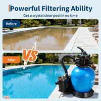 Garvee 12" Sand Filter Pump System, 1/2HP 2642 GPH Above Ground Pool Filter with 7-Way Valve, Strainer Basket, UV-Resistant Tank & Easy Maintenance