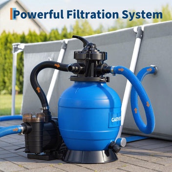 Garvee 12" Sand Filter Pump 1/2HP 2642 GPH for Above Ground Pools, 7-Way Valve, Strainer Basket, Easy Maintenance