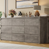 Garvee 9 Drawer Dresser for Bedroom, Wide Modern Chest of Drawers, Large Wood Dresser Wooden Storage Organizer for Living Room, Hallway Entryway, Gray - Gray