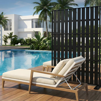 Garvee 70"x47" 3-Panel Metal Outdoor Privacy Screen in Louver Design for Patio, Deck, Balcony, Yard and Garden, Black