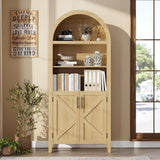 Garvee 5-Tier Arched Bookcase, Bookshelf with Adjustable Shelves, Home Office Shelf Storage Organizer, Floor Standing Display Storage Shelves for Bedroom/Living Room, Natural - Natural