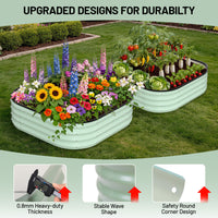 Garvee 3' X 3' X 1' Galvanized Raised Garden Bed, 2Pcs Raised Garden Beds Outdoor, Squircle Planter Raised Beds with Gloves and Rubber Edge Trim for Vegetables, Flowers and Herbs