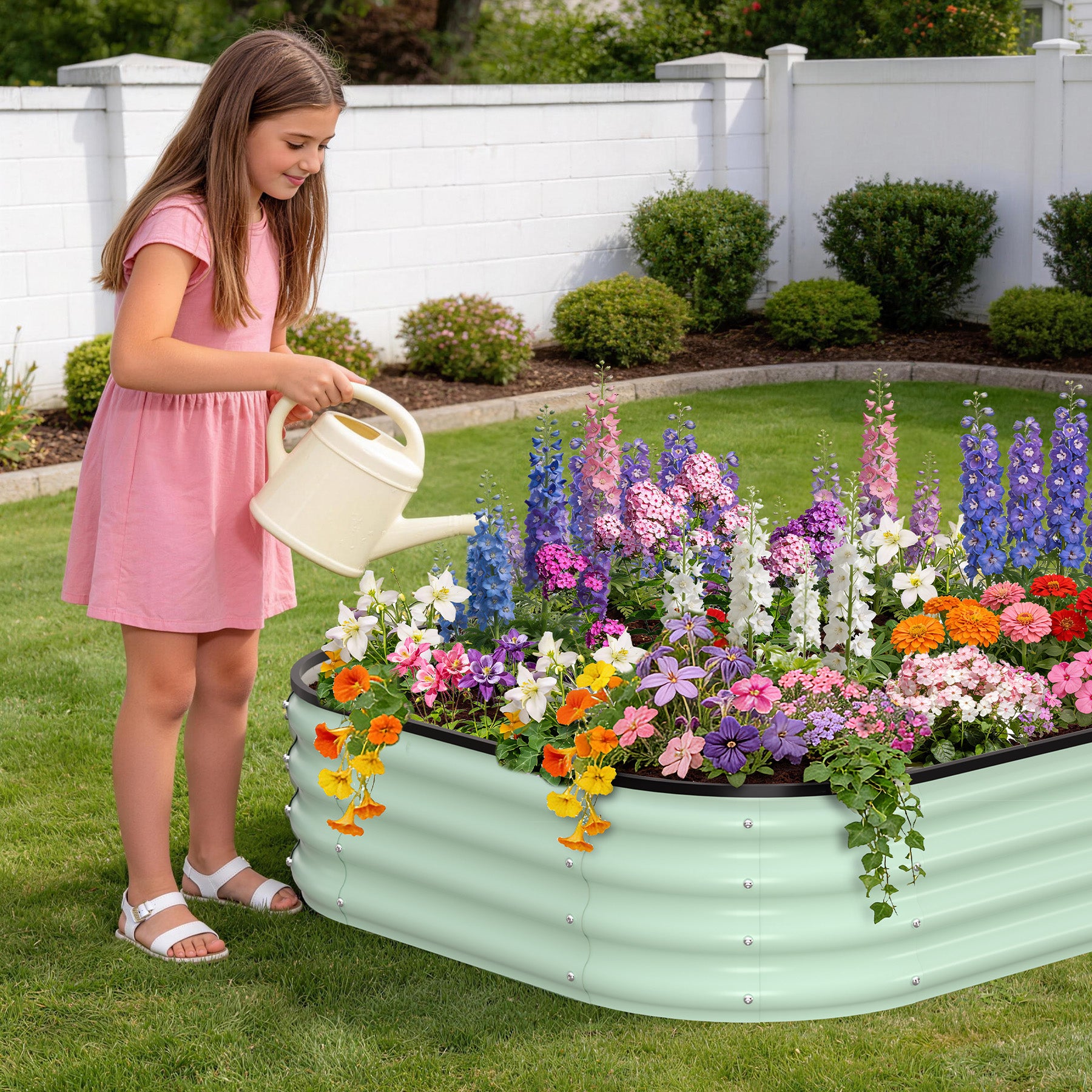 Garvee 3' X 3' X 1' Galvanized Raised Garden Bed, 2Pcs Raised Garden Beds Outdoor, Squircle Planter Raised Beds with Gloves and Rubber Edge Trim for Vegetables, Flowers and Herbs