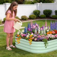 Garvee 3' X 3' X 1' Galvanized Raised Garden Bed, 2Pcs Raised Garden Beds Outdoor, Squircle Planter Raised Beds with Gloves and Rubber Edge Trim for Vegetables, Flowers and Herbs