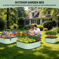 Garvee 3' X 3' X 1' Galvanized Raised Garden Bed, 2Pcs Raised Garden Beds Outdoor, Squircle Planter Raised Beds with Gloves and Rubber Edge Trim for Vegetables, Flowers and Herbs