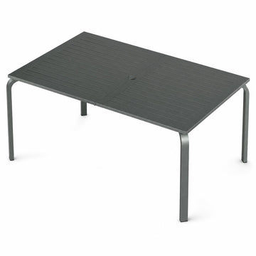 Garvee 71" Aluminum Outdoor Dining Table with Umbrella Hole, Weatherproof Rectangular Patio Table for Backyard Poolside Restaurant, Gray