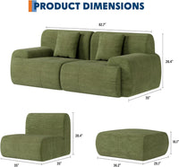 Garvee Boneless Loveseat Couch, Cloud Sofa with Corduroy  Fabric, Deep Seat Modular Couch for Living Room Bedroom, Small Space Couches for Living Room,Green