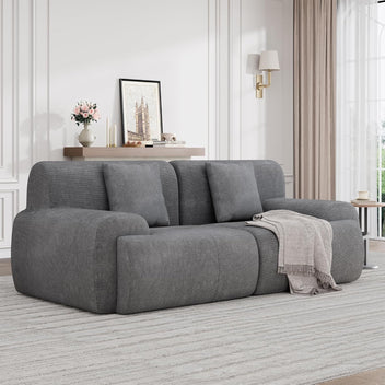 Garvee Boneless Loveseat Couch, Cloud Sofa with Corduroy  Fabric, Deep Seat Modular Couch for Living Room Bedroom, Small Space Couches for Living Room,Grey