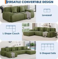 Garvee Boneless Loveseat Couch, Cloud Sofa with Corduroy  Fabric, Deep Seat Modular Couch for Living Room Bedroom, Small Space Couches for Living Room,Green