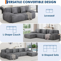 Garvee Boneless Loveseat Couch, Cloud Sofa with Corduroy  Fabric, Deep Seat Modular Couch for Living Room Bedroom, Small Space Couches for Living Room,Grey