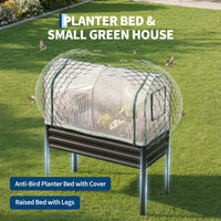 Garvee Raised Garden Bed with Legs 48" × 24" × 55", Black Galvanized Metal Planter with PE Cover, 31.5" Height & Spray Tube