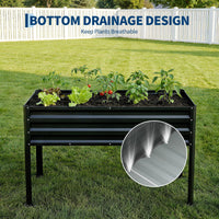 Garvee Raised Garden Bed with Legs 48" × 24" × 55", Black Galvanized Metal Planter with PE Cover, 31.5" Height & Spray Tube