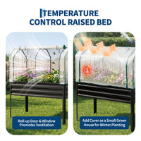 Garvee Raised Garden Bed with Legs 48" × 24" × 55", Black Galvanized Metal Planter with PE Cover, 31.5" Height & Spray Tube