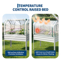 Garvee Raised Garden Bed with Legs 48" × 24" × 55", Silver Galvanized Metal Planter with PE Cover, 31.5" Height & Spray Tube