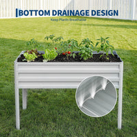 Garvee Raised Garden Bed with Legs 48" × 24" × 55", Silver Galvanized Metal Planter with PE Cover, 31.5" Height & Spray Tube