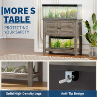 Garvee Heavy Duty Aquarium Stand with Charging Station - 20-29 Gallon Capacity - Dual Tier Storage Cabinet - Magnetic Double Doors - Anti-Tip Design - Modern Living Room Furniture Set - Gray