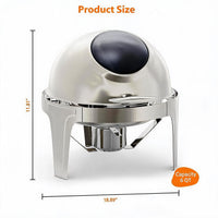Garvee 6.3 Qt Round Roll Top Chafing Dish Buffet Set, Stainless Steel Food Warmer with Glass Window, Heat & Chill Chafer for Catering, Parties, Weddings & Banquets, Silver