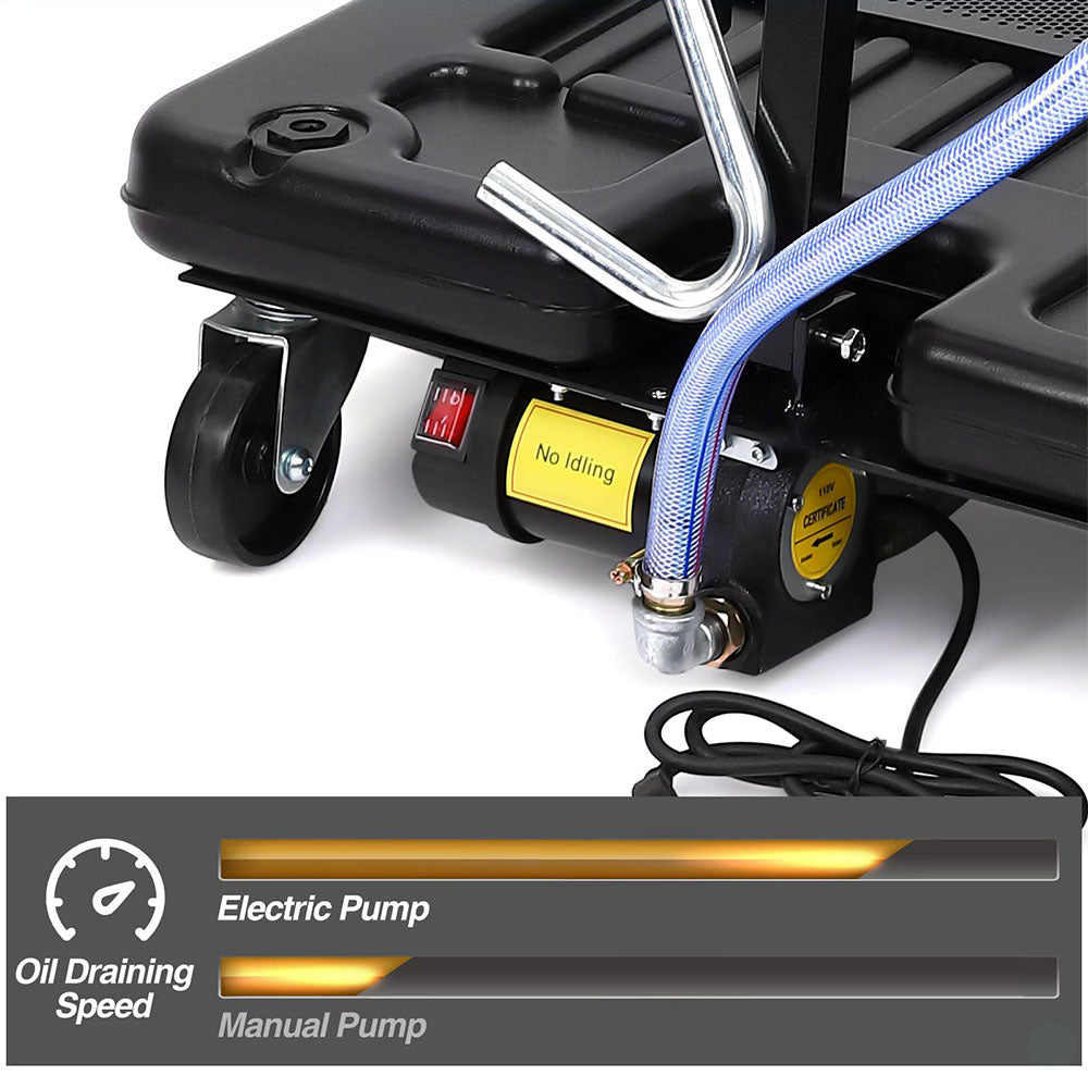 Garvee 17 Gal Electric Oil Drain with 110V Pump & 8 Ft Hose,Low Profile & T Folding Handle Oil Drain Cart for Truck Cars SUVs
